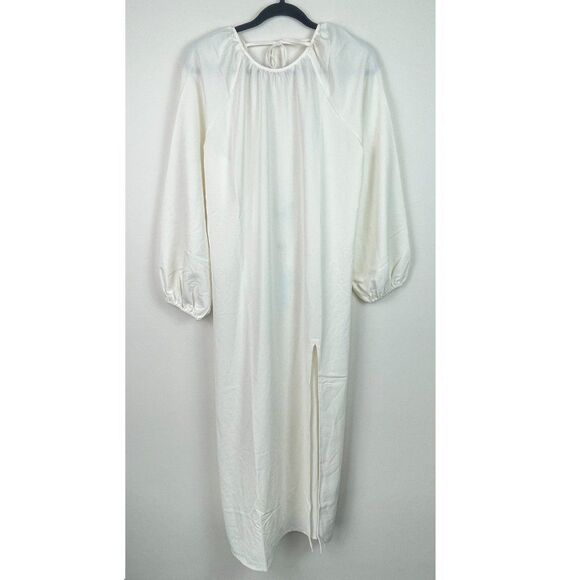 Hill House The Simone Slit Open Back Maxi Dress Coconut Milk Crepe Cream White M - Picture 3 of 13